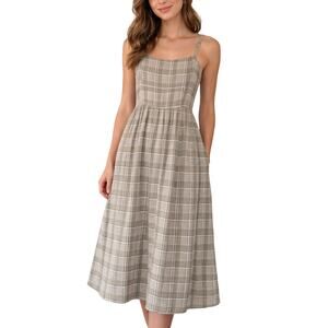 Melrose & Market Plaid Midi Sundress A-line Green Size Medium NEW